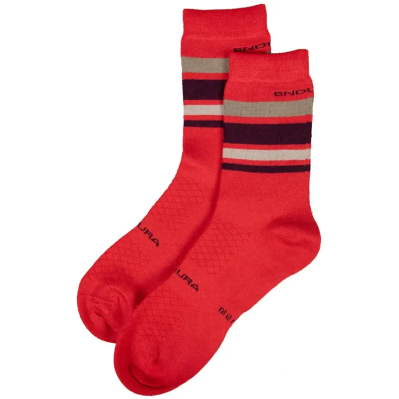 Endura BaaBaa Merino Stripe Socks Pomegranate-2